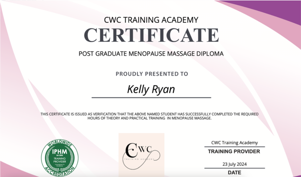 Post graduate menopause massage diploma