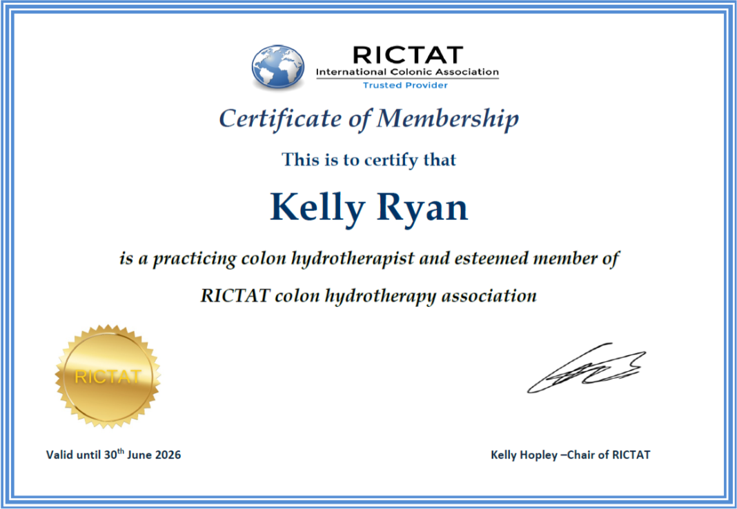 RICTAT membership certificate